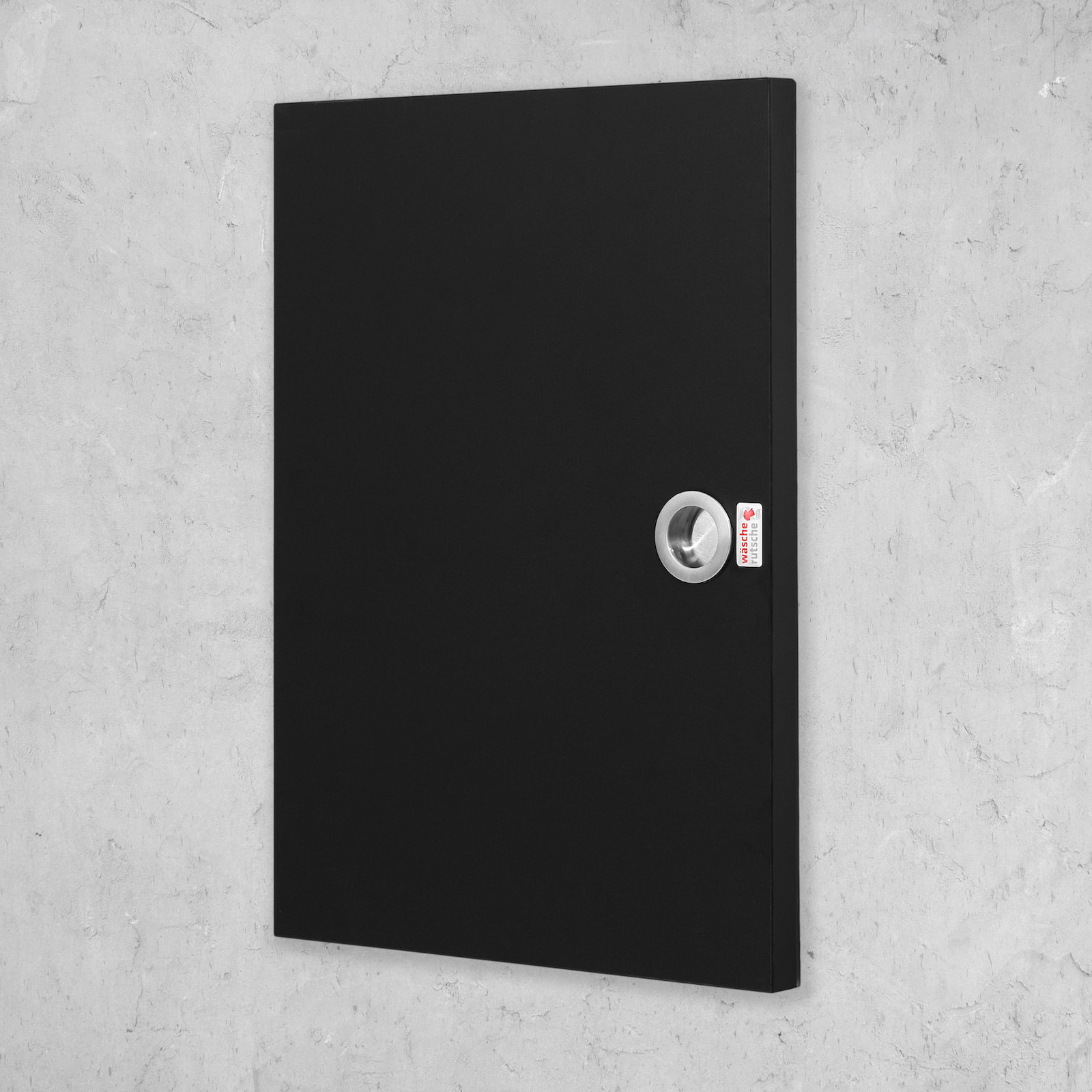 Wäscheeinwurftür ECO schwarz matt Muschelgriff iso offen