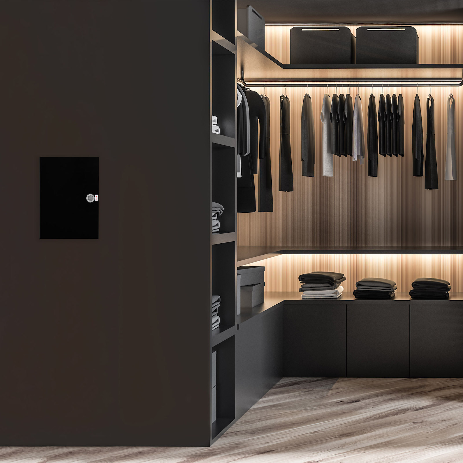 Wäscheeinwurftür Holz ECO schwarz matt nicht versperrbar in Ankleidezimmer