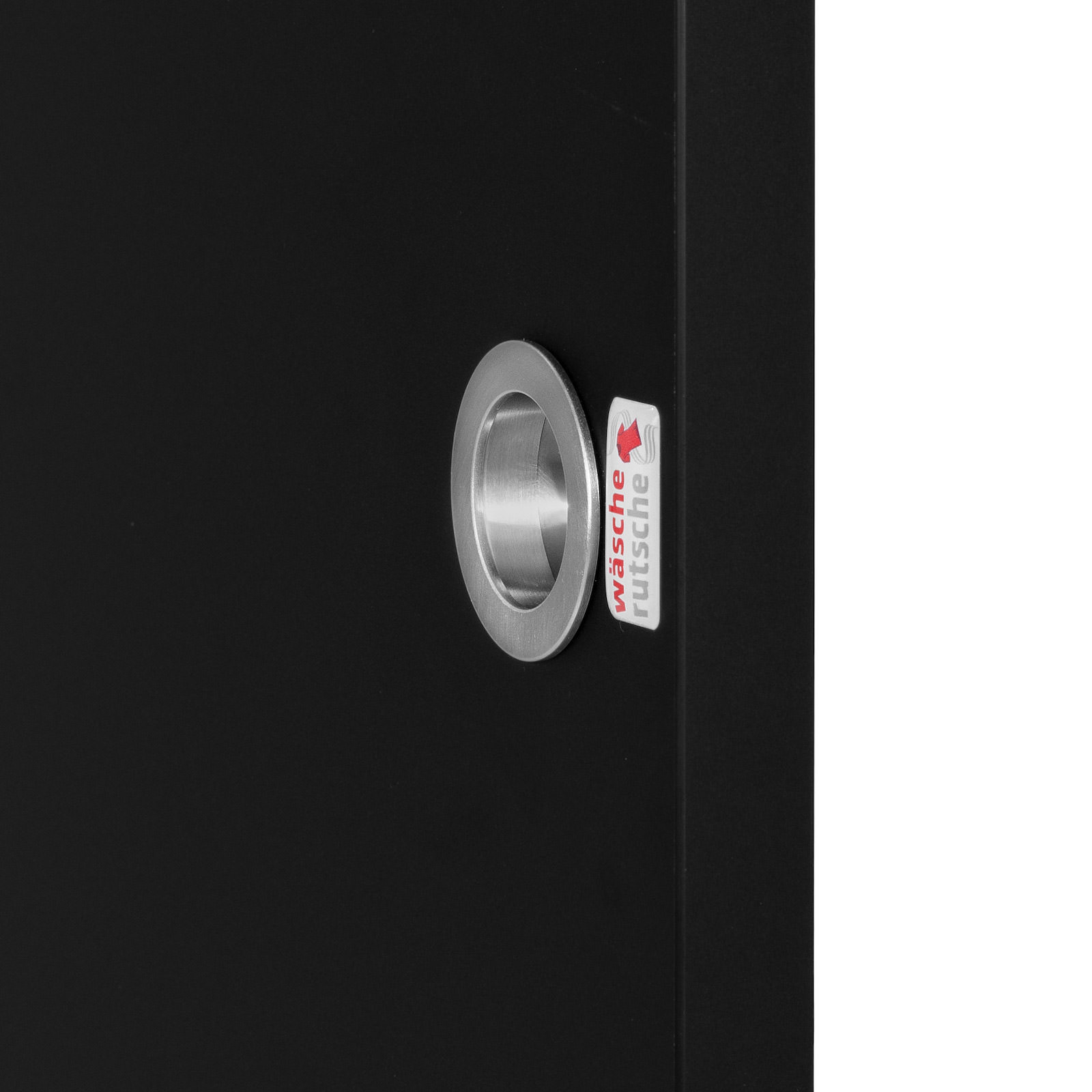 Wäscheeinwurftür ECO schwarz matt nicht versperrbar Detail Muschelgriff